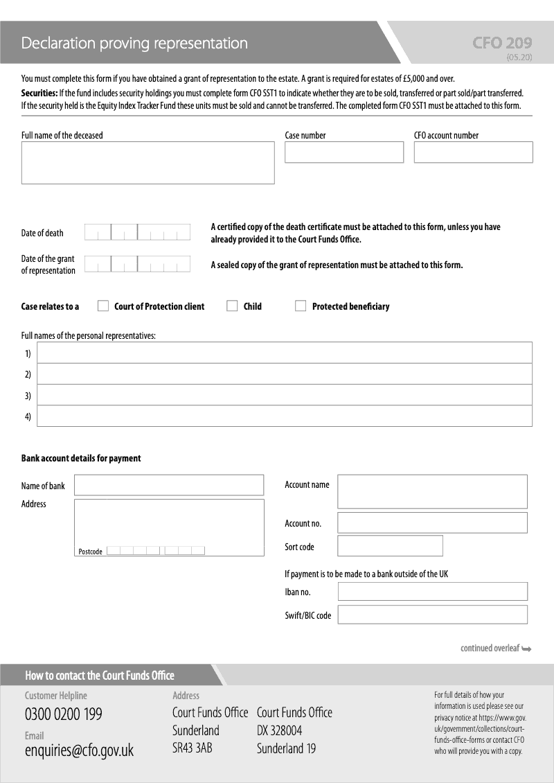 CFO 209 Declaration proving representation preview