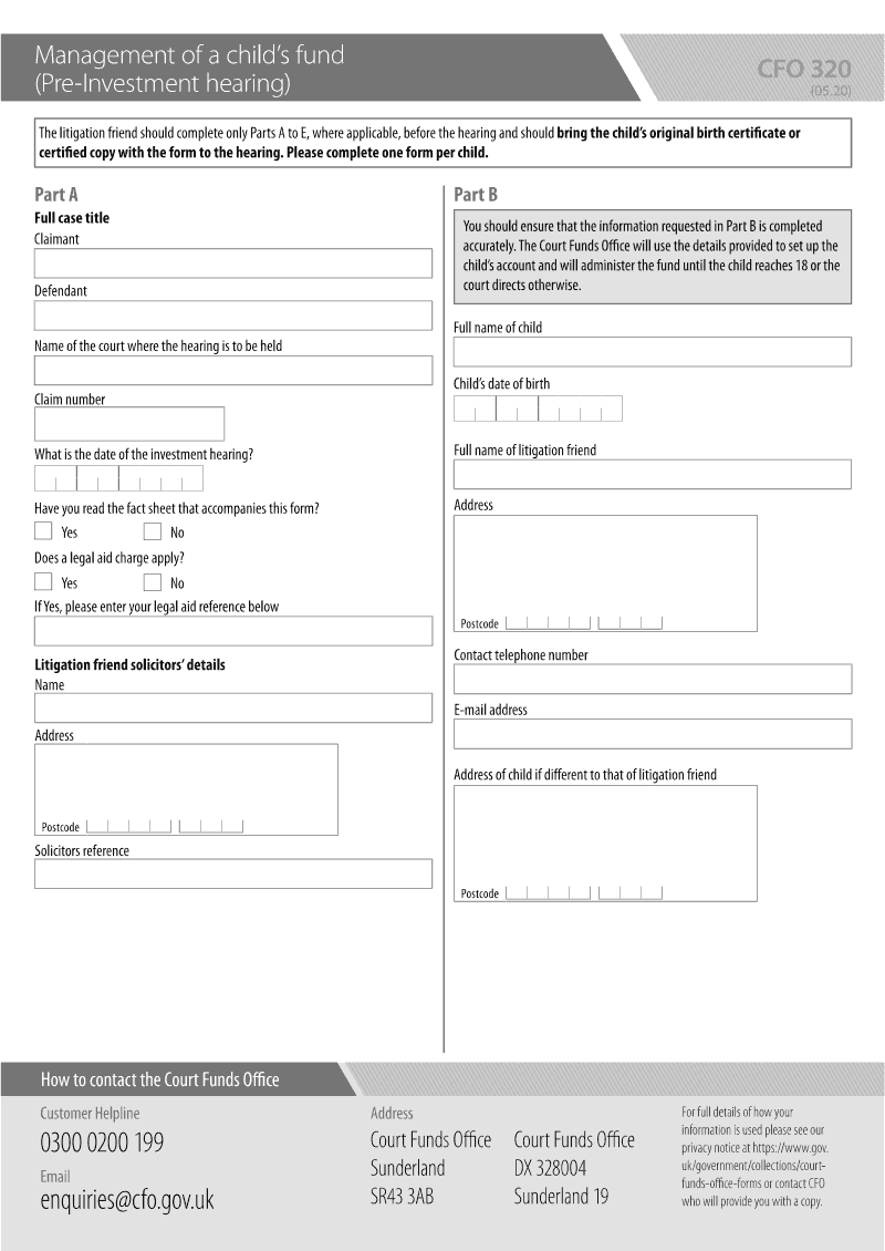 CFO 320 Management of a child s fund Pre Investment hearing preview