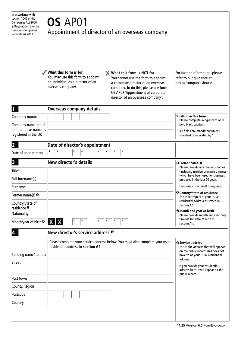 OS AP01 Appointment of director of an overseas company Section 1046 preview