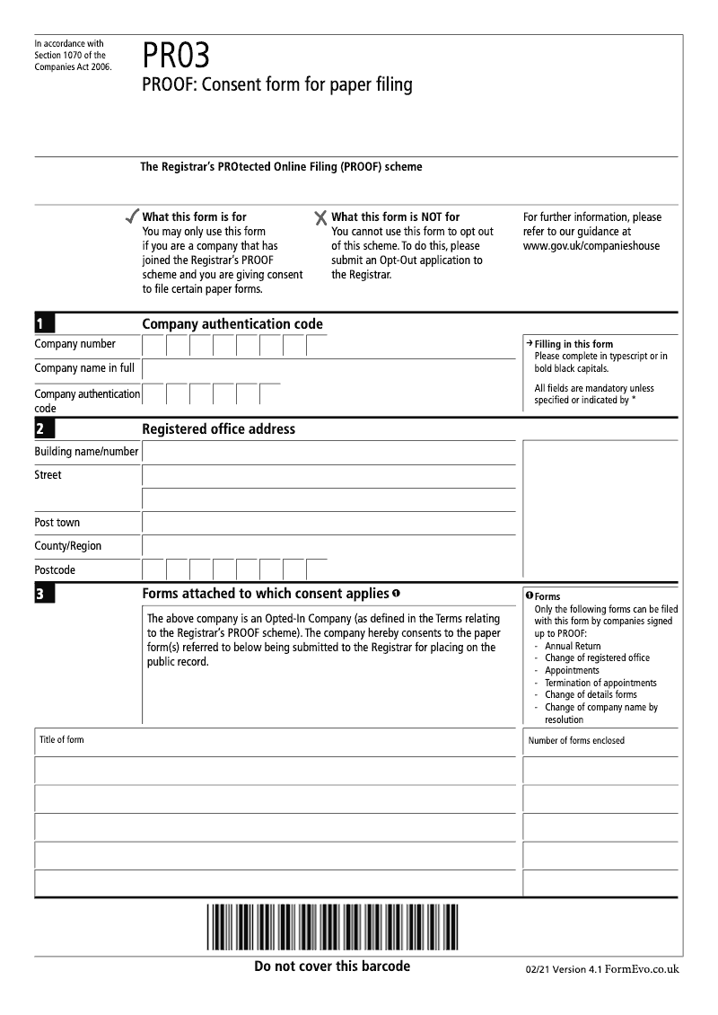 PR03 CH Consent form for paper filing Companies House PROOF scheme preview