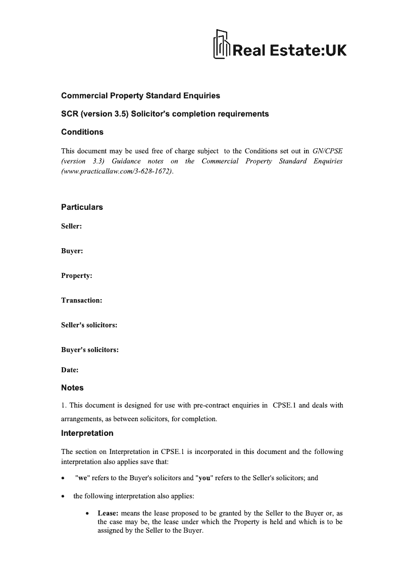 SCR Solicitors completion requirements Version 3 3 preview