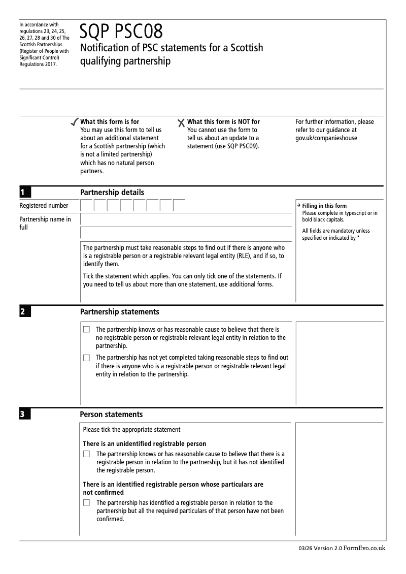 SQP PSC08 Notification of PSC statements for a Scottish qualifying partnership preview